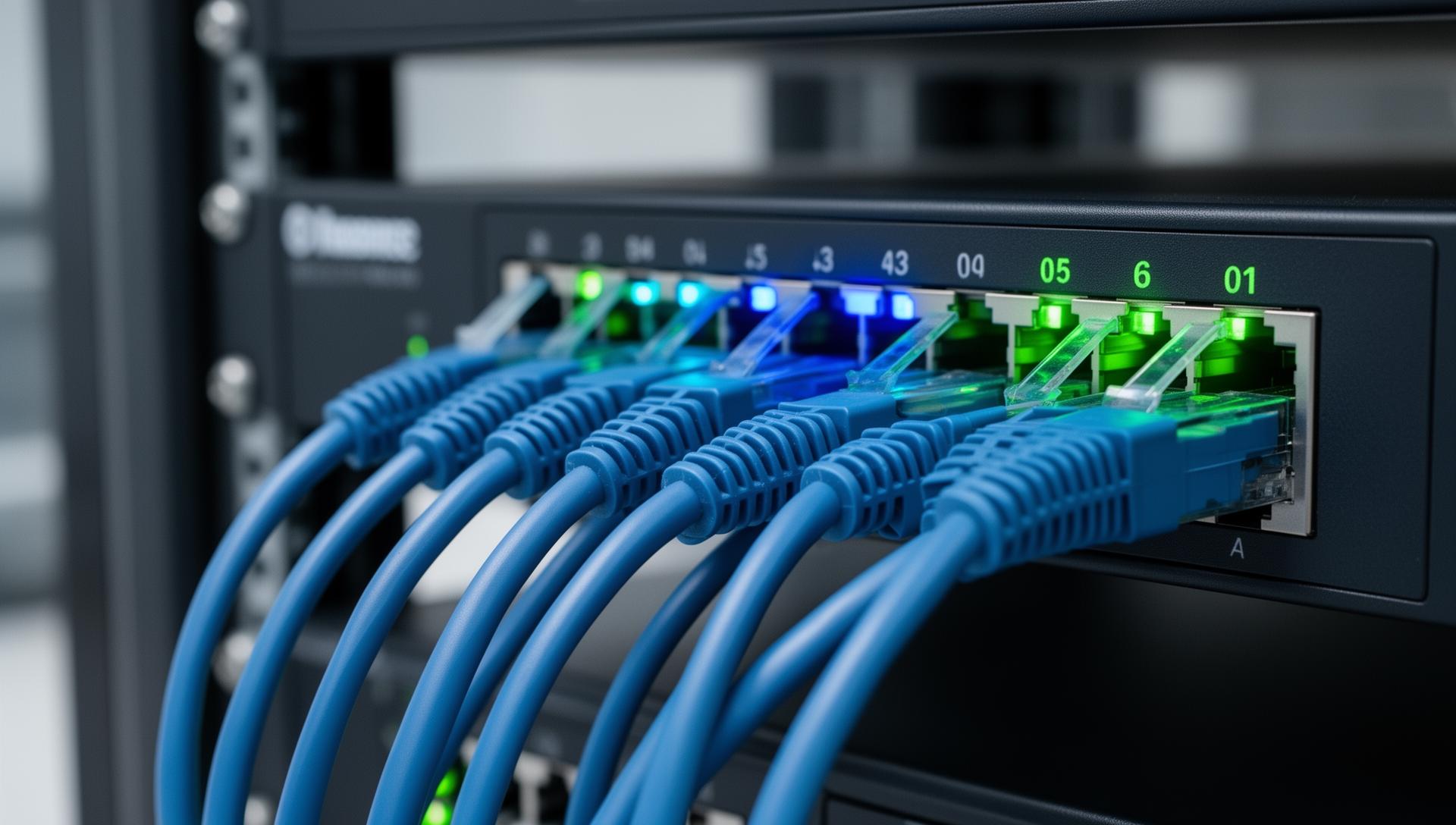 rete aziendale lenta analisi infrastruttura con switch ethernet in rack